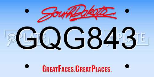 GQG843 South Dakota License Plate