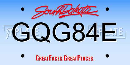 GQG84E South Dakota License Plate