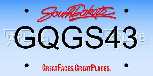 GQGS43 South Dakota License Plate