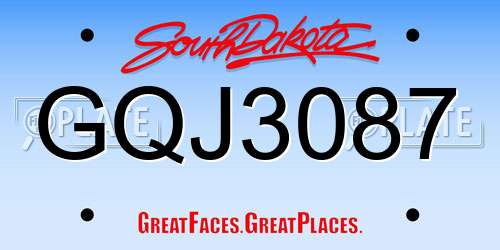 GQJ3087 South Dakota License Plate