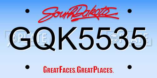GQK5535 South Dakota License Plate
