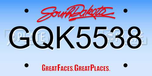 GQK5538 South Dakota License Plate