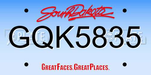 GQK5835 South Dakota License Plate
