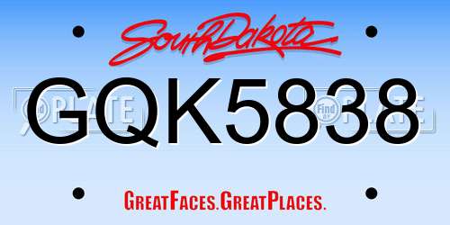 GQK5838 South Dakota License Plate