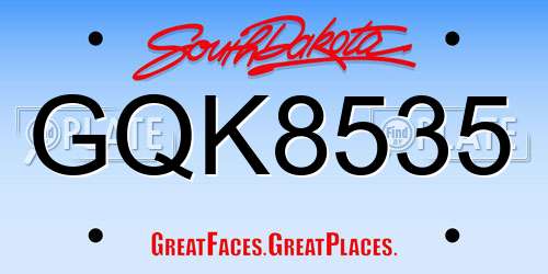 GQK8535 South Dakota License Plate