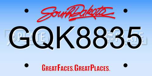 GQK8835 South Dakota License Plate