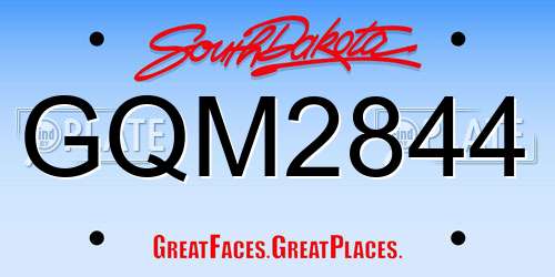GQM2844 South Dakota License Plate