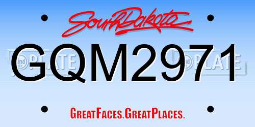 GQM2971 South Dakota License Plate