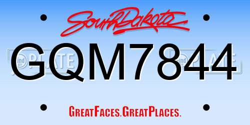 GQM7844 South Dakota License Plate