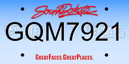 GQM7921 South Dakota License Plate