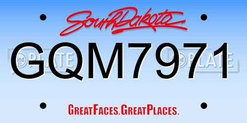 GQM7971 South Dakota License Plate