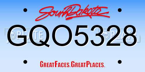 GQO5328 South Dakota License Plate
