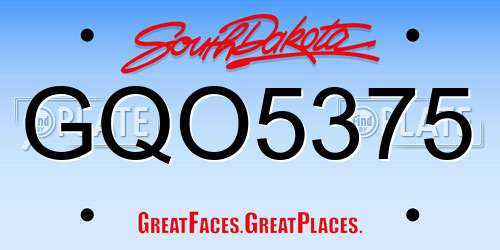 GQO5375 South Dakota License Plate
