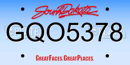 GQO5378 South Dakota License Plate