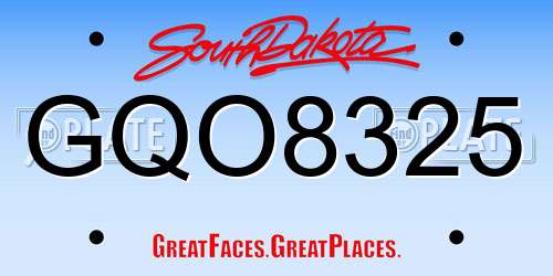 GQO8325 South Dakota License Plate