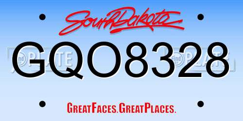 GQO8328 South Dakota License Plate