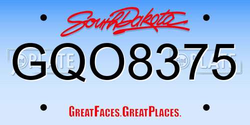 GQO8375 South Dakota License Plate