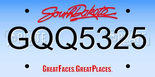GQQ5325 South Dakota License Plate