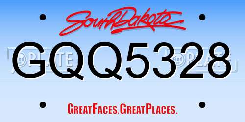 GQQ5328 South Dakota License Plate