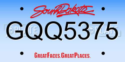 GQQ5375 South Dakota License Plate
