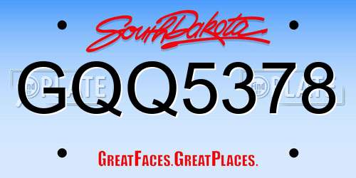 GQQ5378 South Dakota License Plate