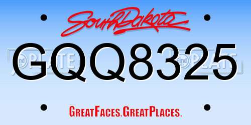 GQQ8325 South Dakota License Plate