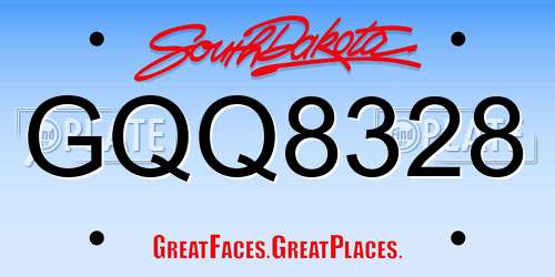 GQQ8328 South Dakota License Plate