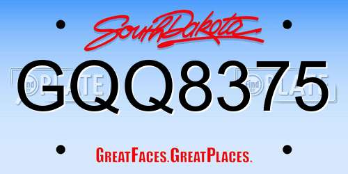 GQQ8375 South Dakota License Plate