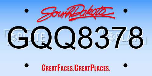 GQQ8378 South Dakota License Plate