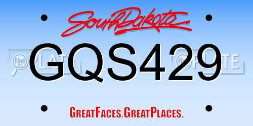 GQS429 South Dakota License Plate