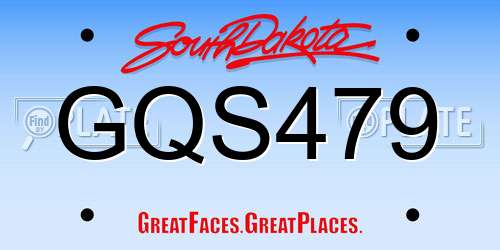 GQS479 South Dakota License Plate