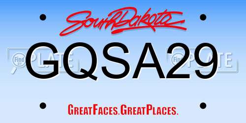 GQSA29 South Dakota License Plate