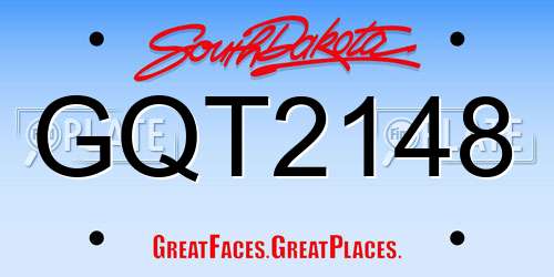 GQT2148 South Dakota License Plate