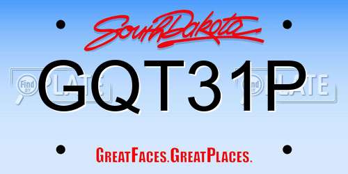GQT31P South Dakota License Plate