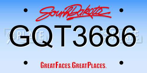 GQT3686 South Dakota License Plate