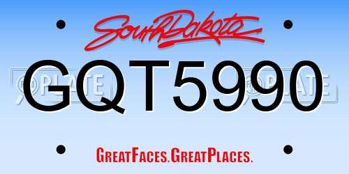 GQT5990 South Dakota License Plate