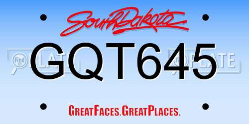 GQT645 South Dakota License Plate