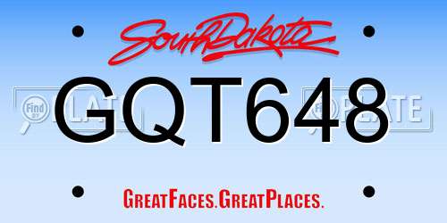 GQT648 South Dakota License Plate