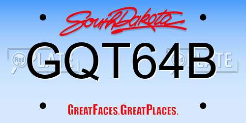 GQT64B South Dakota License Plate