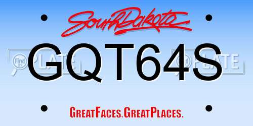 GQT64S South Dakota License Plate