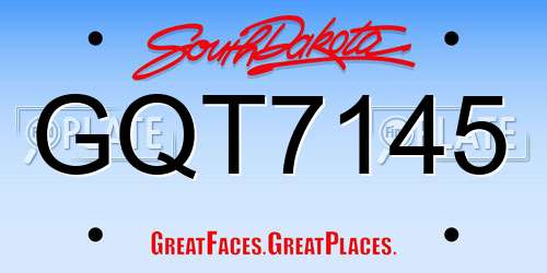 GQT7145 South Dakota License Plate