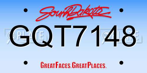 GQT7148 South Dakota License Plate