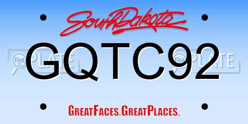 GQTC92 South Dakota License Plate