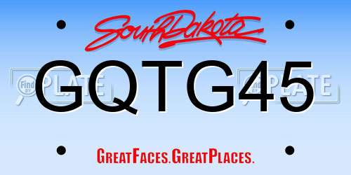 GQTG45 South Dakota License Plate