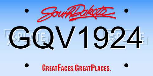 GQV1924 South Dakota License Plate