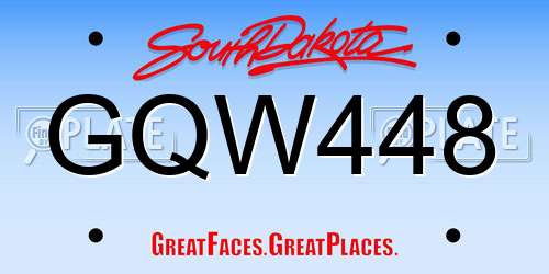 GQW448 South Dakota License Plate