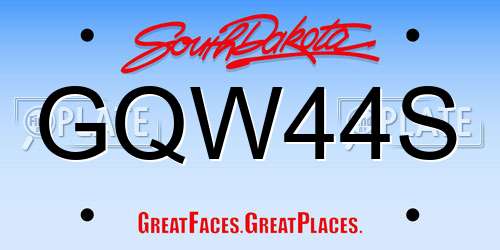 GQW44S South Dakota License Plate