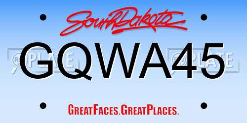GQWA45 South Dakota License Plate