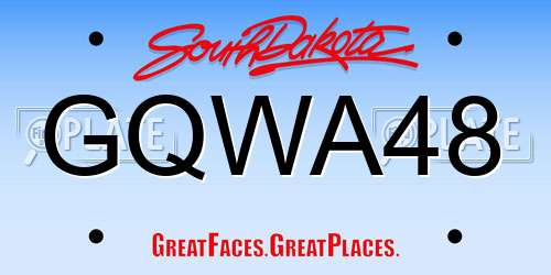 GQWA48 South Dakota License Plate