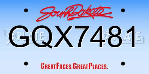 GQX7481 South Dakota License Plate